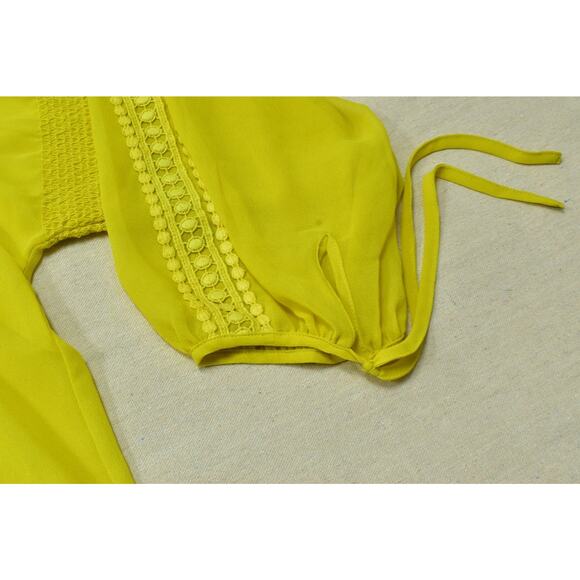 Lane Bryant Women's Plus Size 22/24 Yellow Chiffon Blouse Tunic Top Polyester - Picture 4 of 8